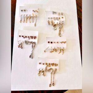 Free People Earring Set. Gold, Silver Amethyst, Ruby